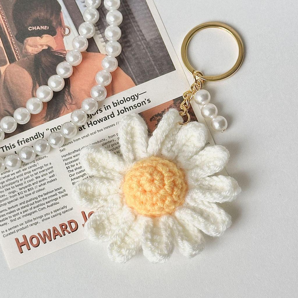 Handcrafted Crochet Daisy Keychain Pendant