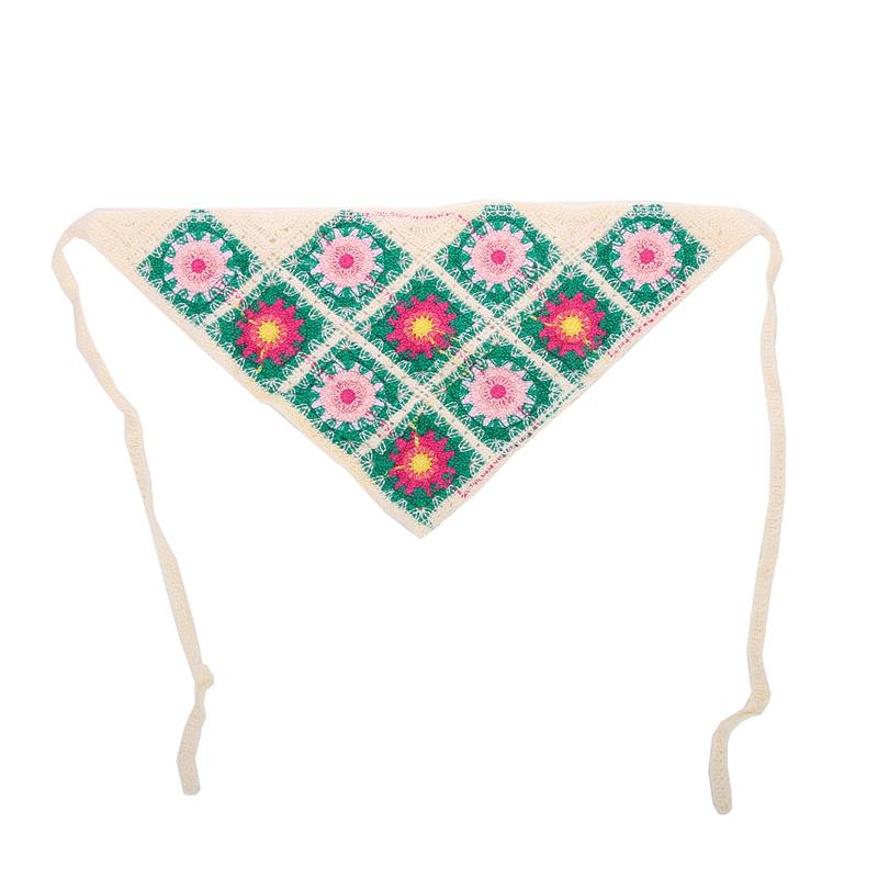 Móda Francouzský Styl Vintage Pletená Pokrývka Hlavy Ručně Vyráběný Trojúhelníkový Turban Čelenka Dámské Gumičky do Vlasů