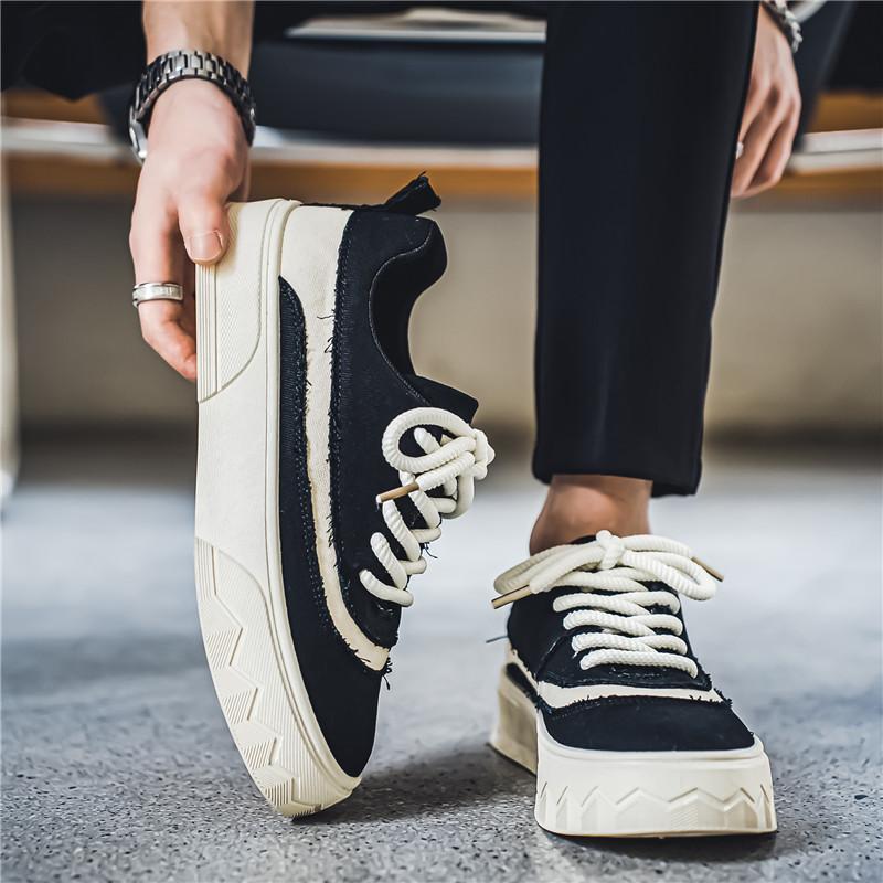 

2024 Новые дышащие нишевые дизайнерские многофункциональные повседневные ретро-туфли для скейтбординга Спортивная модная парусиновая обувь 40 чёрный