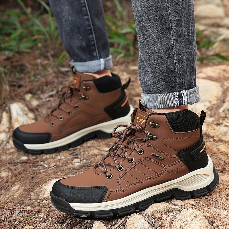 High-top Boots Men Outdoor Lace-up Anti-slip Wear-resistant Men Hiking Shoes Comfortable Breathable Casual Sports Shoes Men