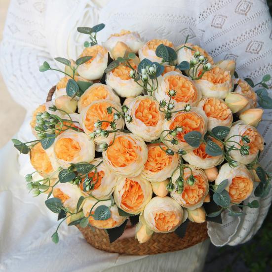 Artificial Peonies Flowers with 5 Heads Blooms And 4 Buds Faux Peony Bouquet Floral Arrangement for Home Vase Decor Boho Wedding Table Centerpiece
