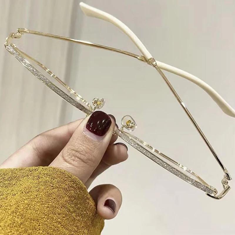 Computer Glasses Square Frame Anti Blue Light Alloy Eyewear for Women Men Blocking Square Spectacle Transparent Optical Glasses