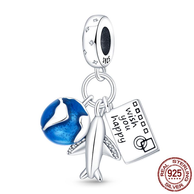 Luggage Airplane Passport Three-Piece Setcopper Charms Fitoriginal Bracelet Jewelry Making For Women Gift