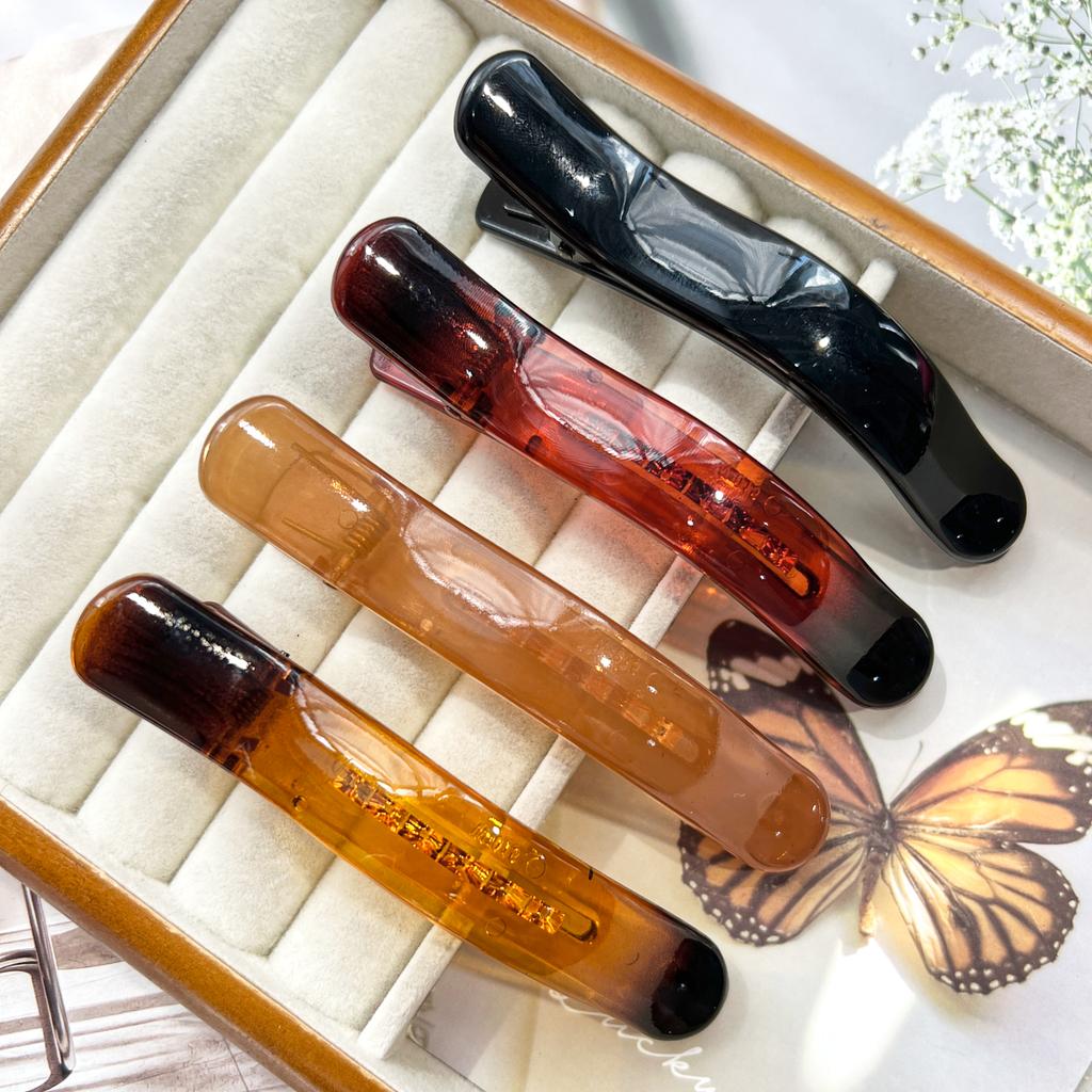 Jelly Colour Slim Bangs Clip Barrettes Duckbill Clip Women's Simple Leopard Hair Clip,Korean Hair Barrettes Hair Accessories