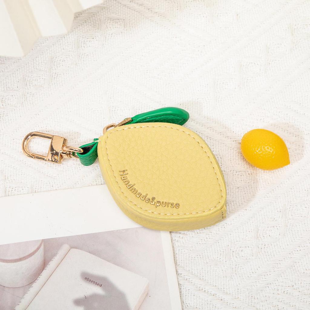 Mini Lemon-Shaped Fruit Charm Coin Purse & Key Holder – Cute Multifunctional Earphone Bag Wallet