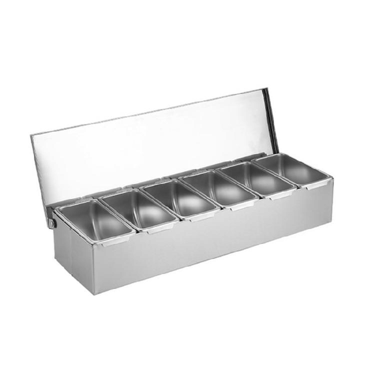 Household Grid Spice Container Set Seasoning Box Stainless Steel Seasoning Box Seasoning Storage Jar with Cover