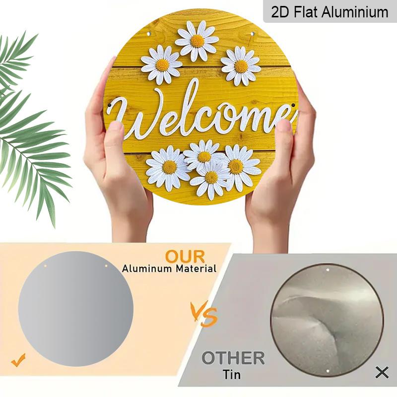 2D Flat 1pc Aluminum Decorative Daisy-Style Wall Hanging 7.87 inches × 7.87 inches Ideal for gardens, farmhouses, streets, shops, bars, cafes, family