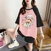 Women's Plus Size Cartoon Short Sleeve Mid-Length T-Shirt - Trendy, Loose, Versatile Summer Top