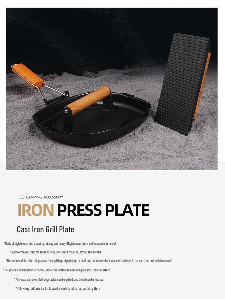 Litinový lis na maso pro venkovní gril a Teppanyaki