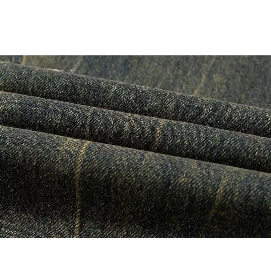 Męskie jeansy retro o luźnym kroju z prostą nogawką - japoński trend prania w żółtym błocie