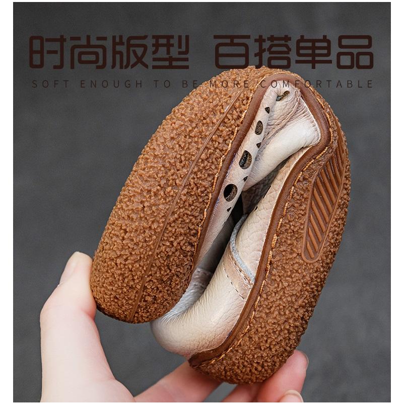New Round Toe V Cut Ballet Flats Woman Perforated Moccasins Women's Handmade Genuine Leather Loafers Ladies Soft Driving Shoes