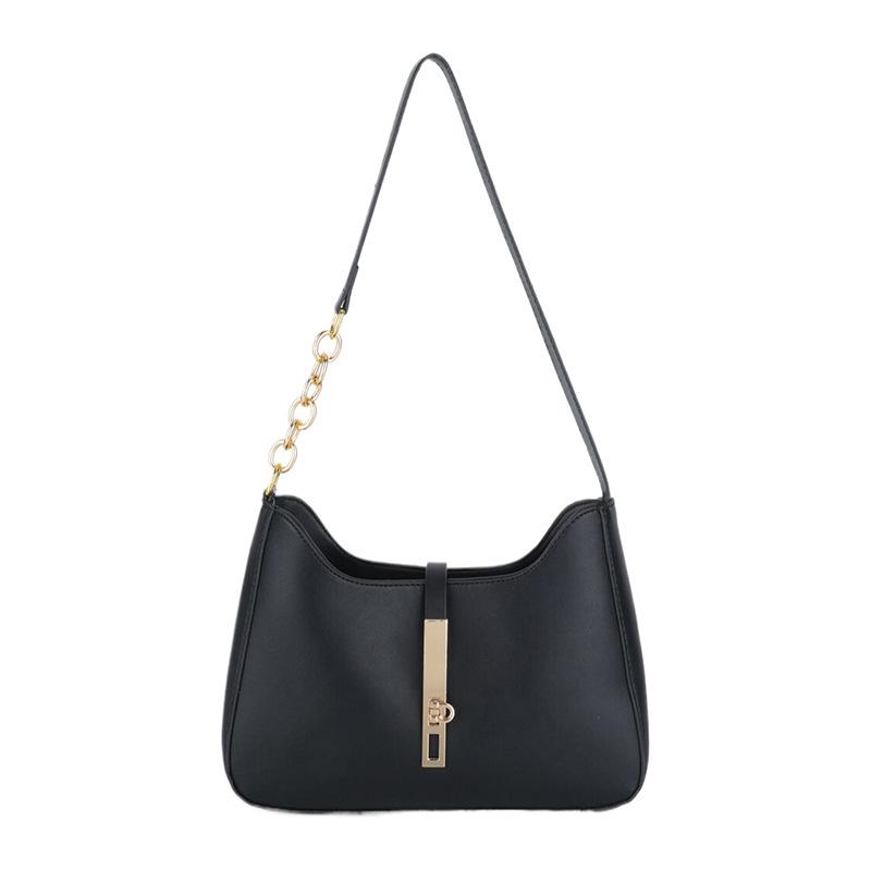 

Корейская нишевая дизайнерская сумка женская 2024 новая текстурированная портативная сумка подмышкой универсальная цепочка модная сумка через плечо чёрный