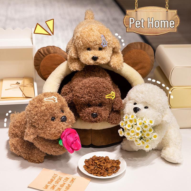 Cute Curly Teddy Dog Plush Toy - Lying Dog Pillow & Sleep Companion Gift