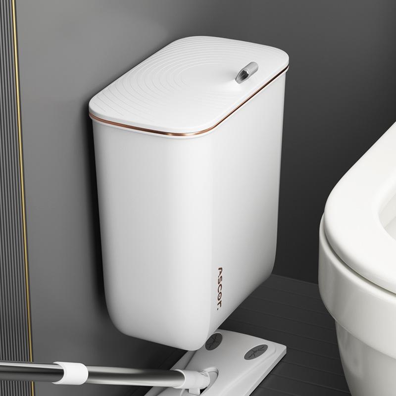 Wall-Mounted Bathroom Trash Can with Lid - Stylish, High-Capacity Design for Living Room and Bathroom