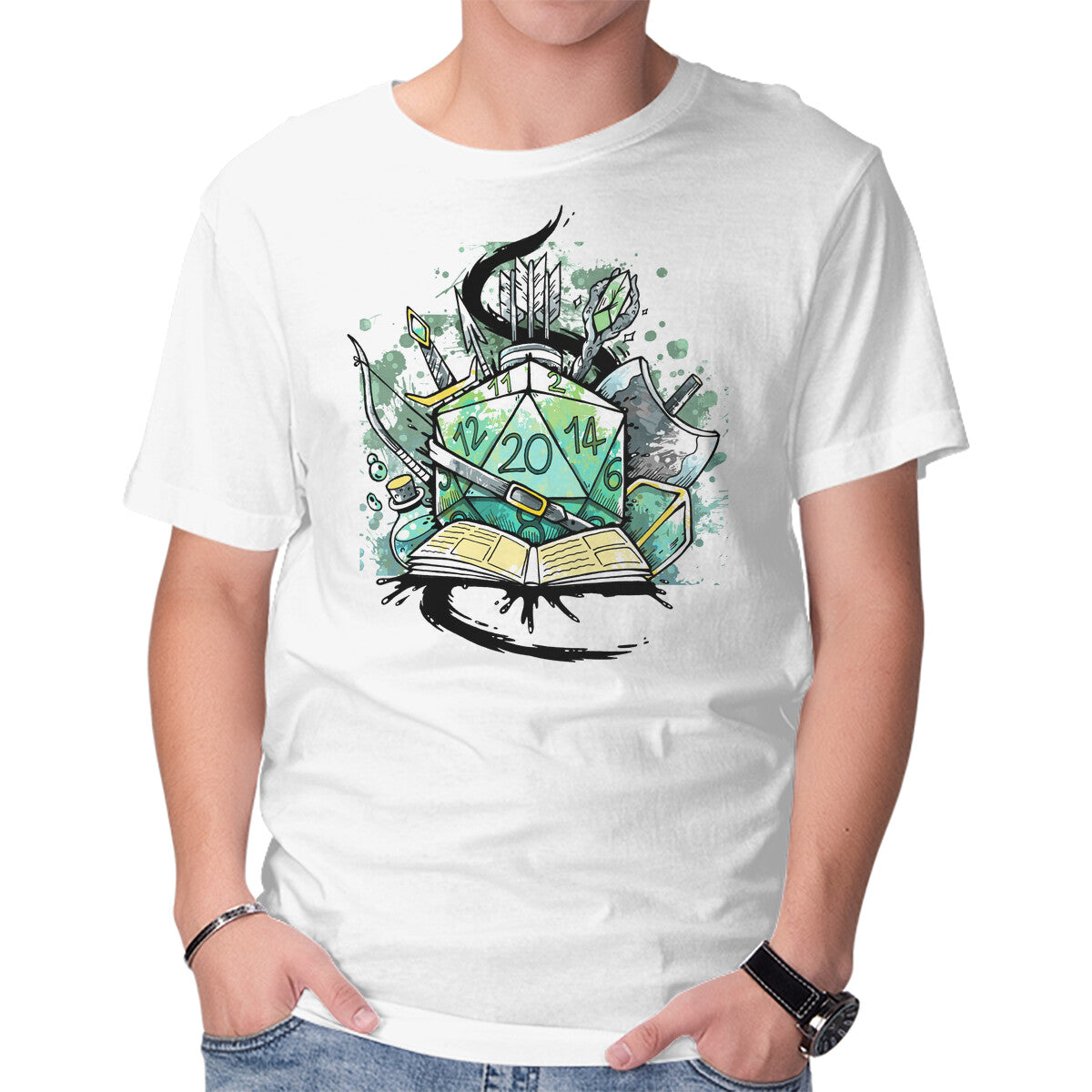 Unisex Crew Neck T-Shirt Dice Sketch Graphic Short Sleeve Casual Tee XXL