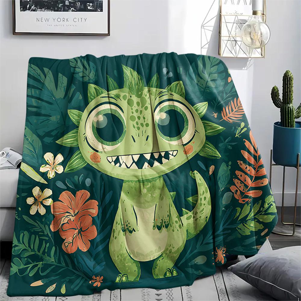 Dinosaur Print Flannel Blanket, High quality Comfortable for All Seasons, Home Decor, Warmth and Comfort, Perfect for Christmas Gifts