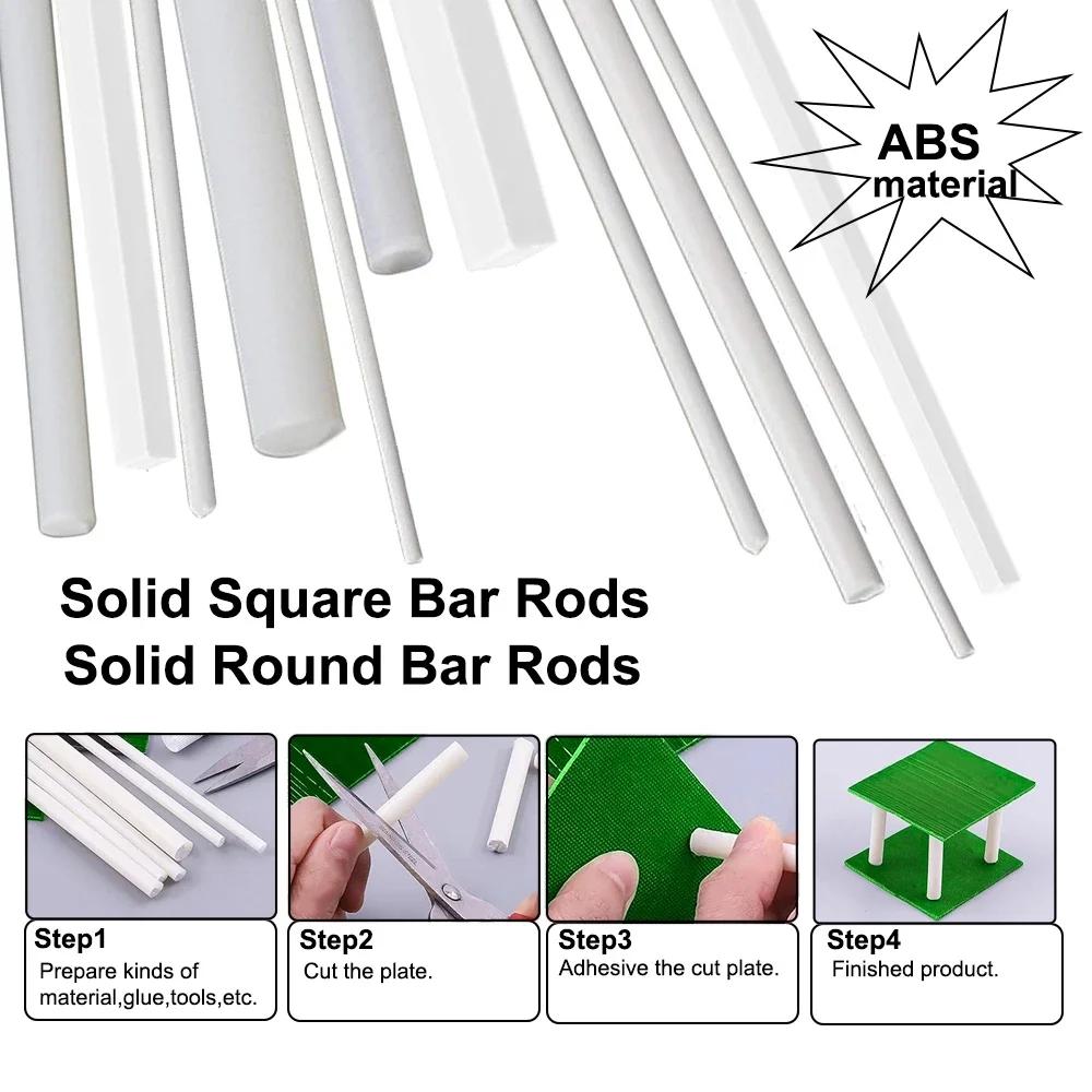2/5/10/50 Pcs ABS Plastic Round Bar/square Bar for Home, House Sand Table Model Building Stick Making Landscape Building Tools.
