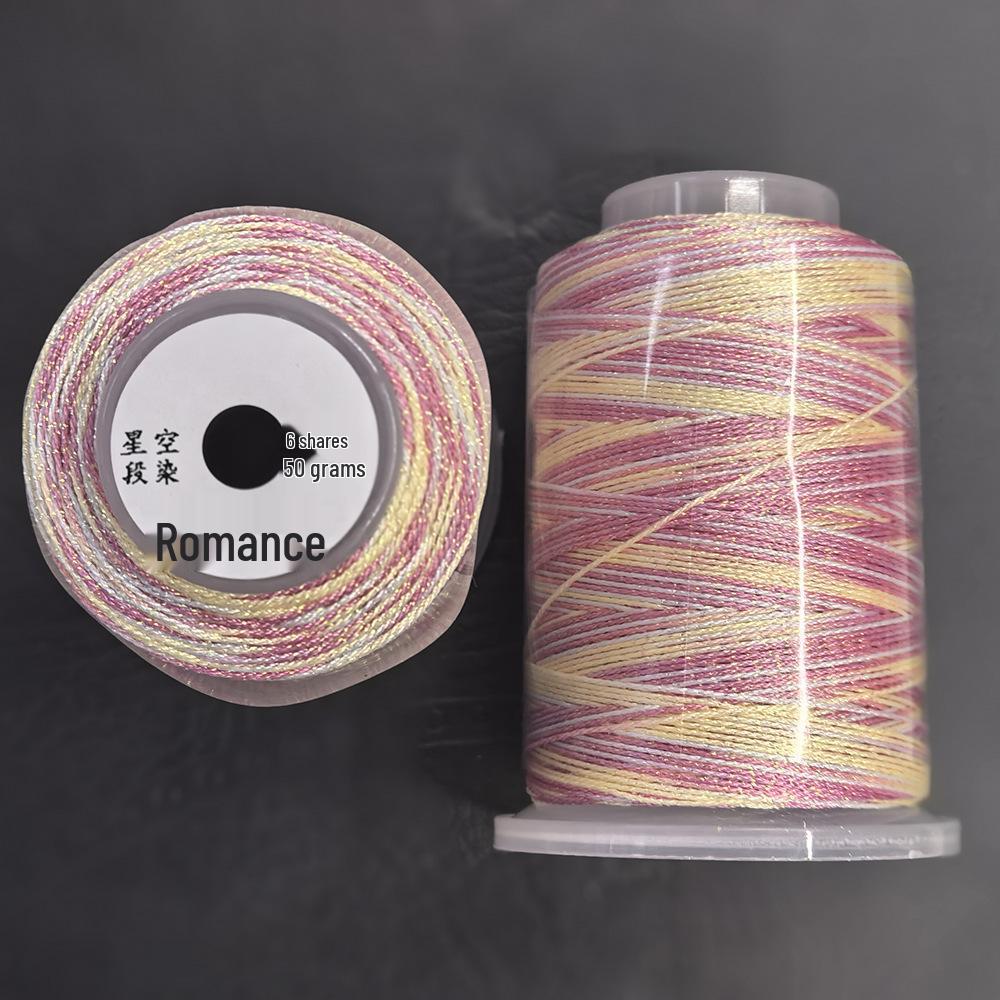 Starry Sky Gradient Yarn: 6-Strand Purple Illusion Tassel for DIY Bracelet & Handmade Weaving Accessories.
