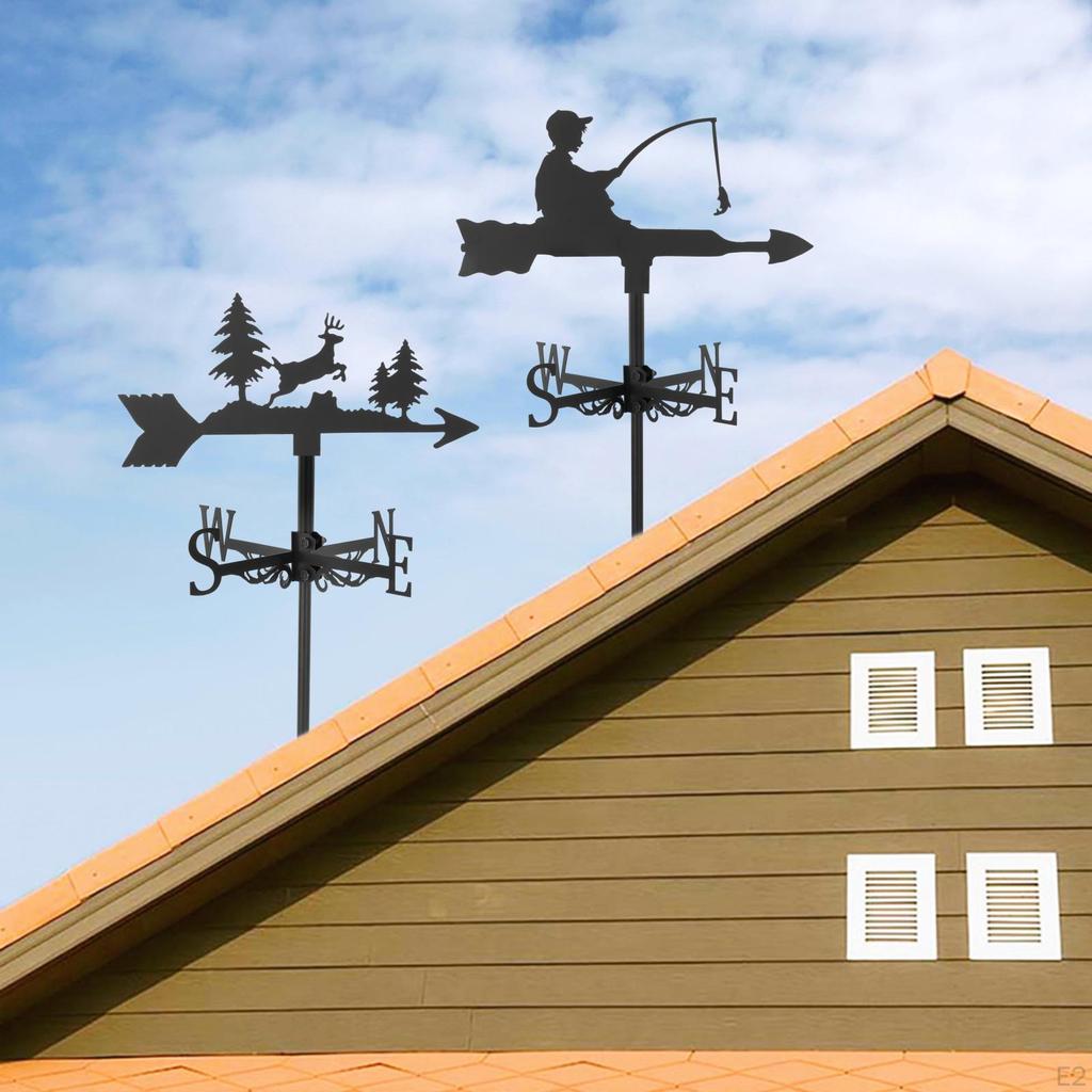 Kreativní korouhvička zahradní vytyčovací sada indikátoru směru větru Venkovní železný držák na střechu