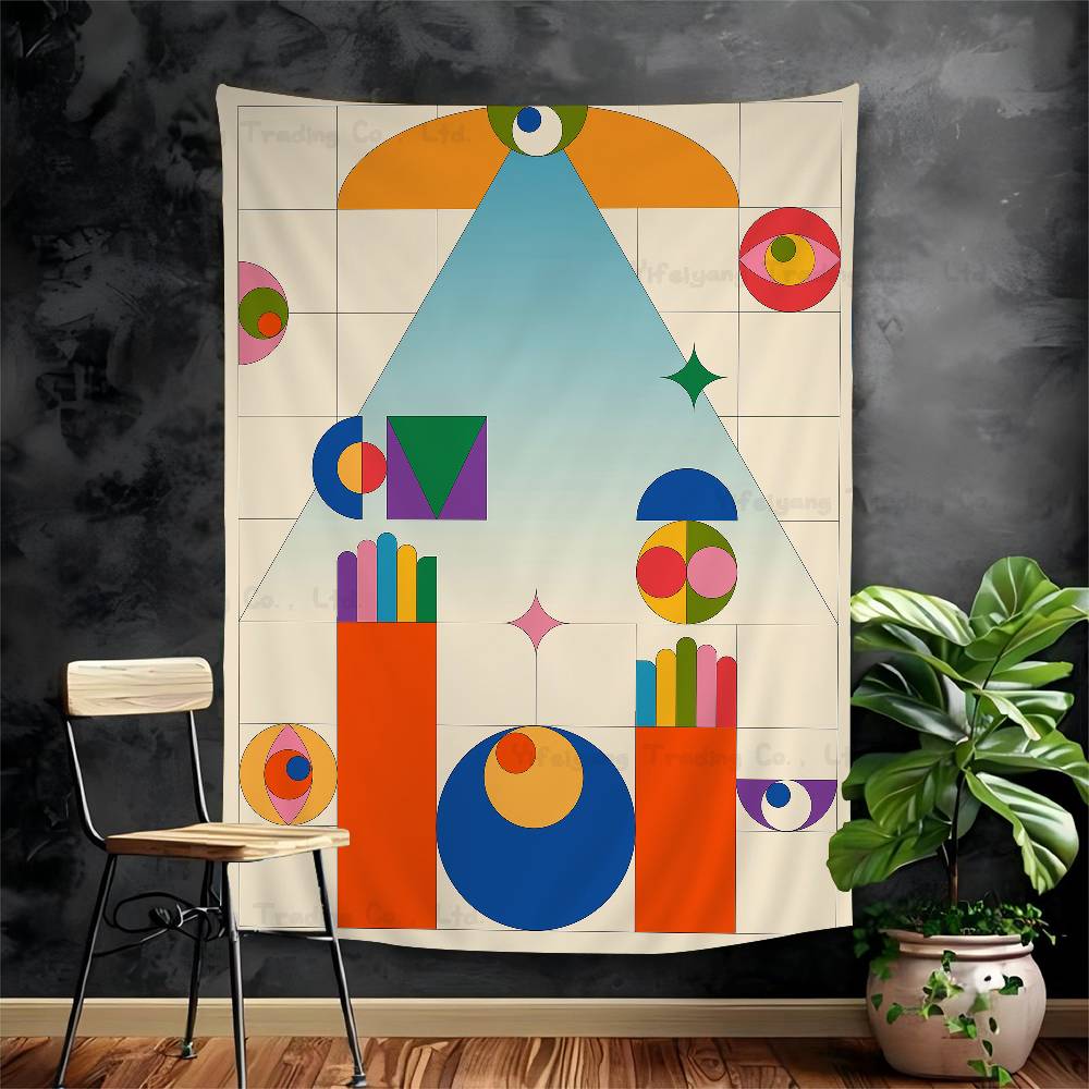 Buntes Geometrisches Gemälde Gedruckt Großer Wandteppich Indischer Buddha Wanddekoration Hexerei Bohemian Hippie Dekor Decke