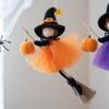 Multicolor Halloween Hanging Decoration Cartoon Pumpkin Ghost Scene Dress Up Hanging Pendants Riding a Broomstick Witch