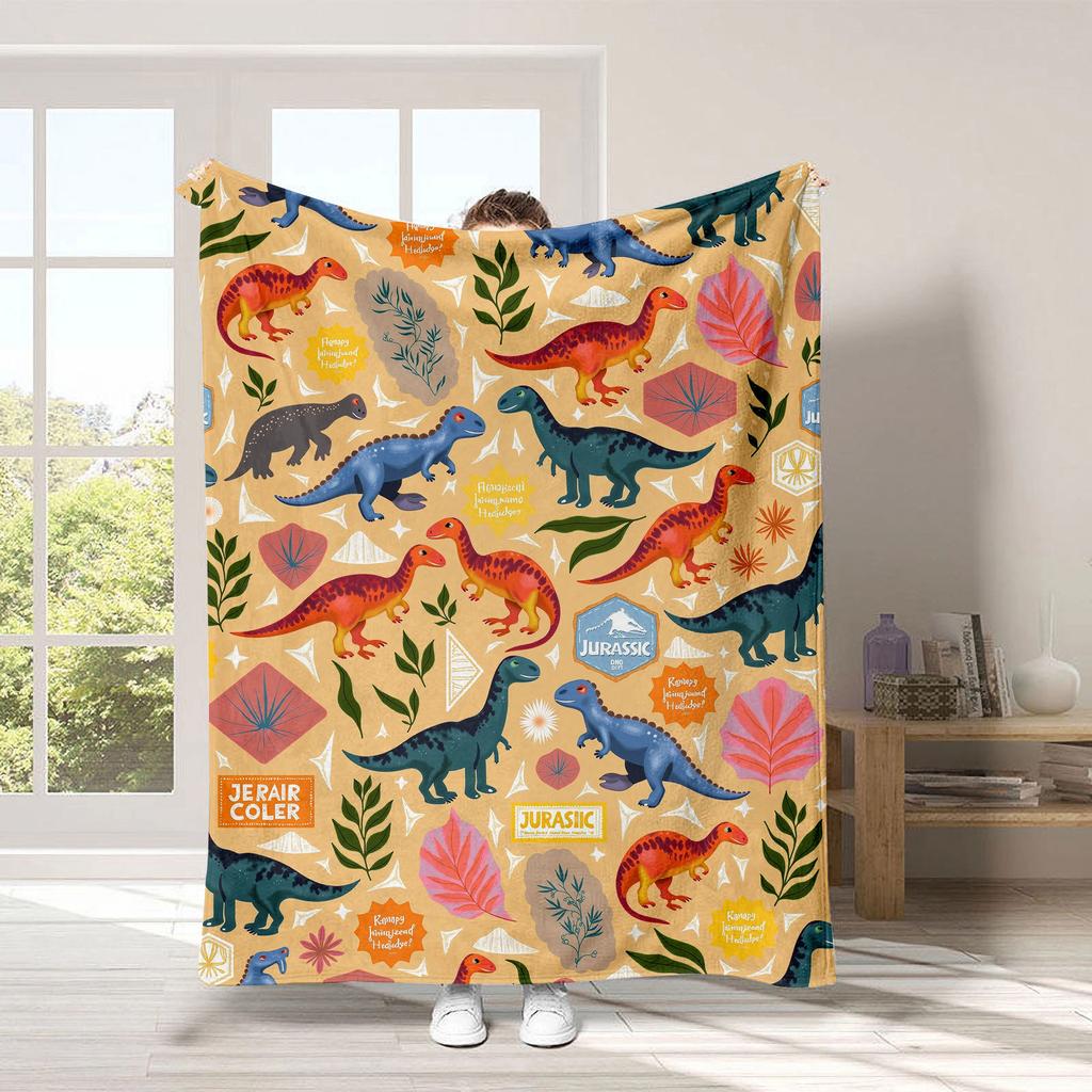 Dinosaur Car Cartoon Printed Blanket for Sofa Bed Travel Camping Living Room Office Conditioning Blanket for All Seasons Gifts