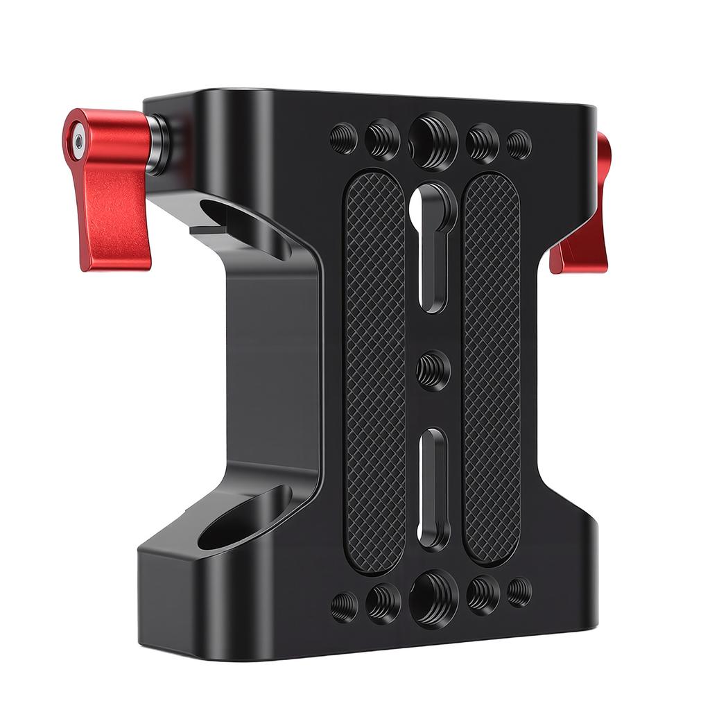 Camera Base Plate with 15mm Rod Rail Clamp Aluminum Alloy Multipurpose Tripod Baseplate for Camera Video Rig