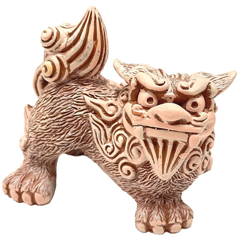 Okinawa Souvenir Shisa Figurine Mini Entryway Curry Shisa (Brown/Horizontal)