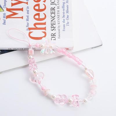 Acrylic Beaded Phone Chain Short Rope Phone Charm Wrist Hand Lanyard Mobile Phone Straps Hand Strap