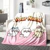 1pc Chiikawa Blanket with Custom Name, Gift, for Men and Women, Soft Blanket, Good for Sofa Bed Couch Travel, Lightweight Flannel Blanket