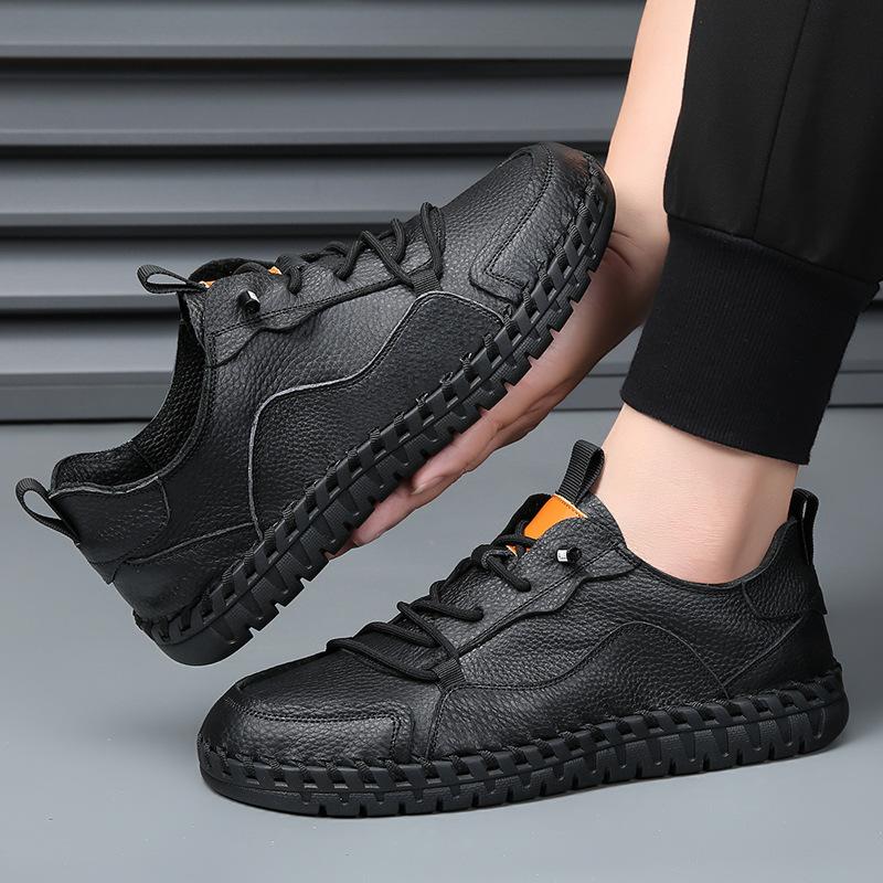 [First Layer Cowhide] Men's Handmade Shoes, Thin Soft-soled Casual Shoes, Personalized Summer New Breathable Trendy Versatile Shoes