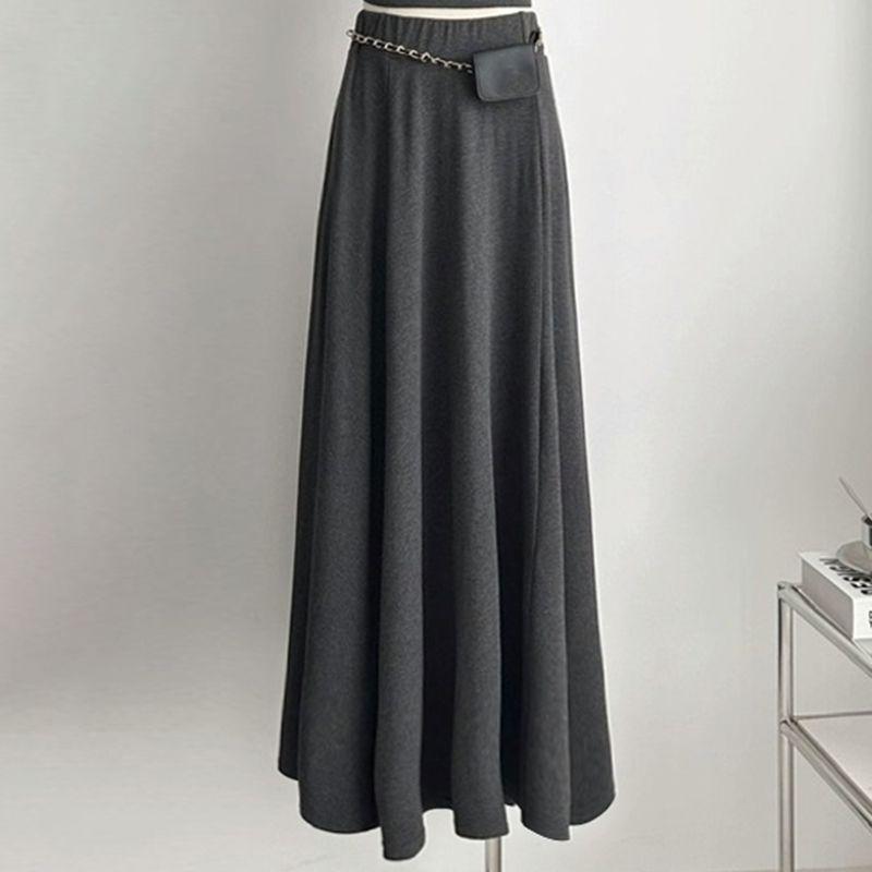 

Модальное платье до щиколотки + короткая футболка Комплект из двух предметов Женский ультрадлинный костюм с юбкой выше колена в стиле «праздный» Dark gray Skirt(Single piece) XL