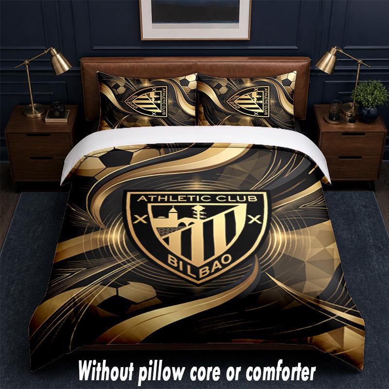 Athletic Bilbao Football Design Bed Bedding Set 1 Duvet Cover + 2 Pillowcases Soft Breathable Household Bed Linens