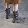 Johnature Wool Thick Soled Snow Boots Versatile Cow Suede Thickened Plush Warm Women's Mid-calf Boots