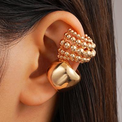 Fashion 2Pcs Exaggerated C-Shaped Ear Clip Earrings for Women Silver Color Unique Personality Earring Party Daily Jewelry