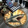 Great White Shark Round Area Rug,Carpet Rug for Living Room Bedroom Sofa Playroom Decor,Non-slip Floor Mat