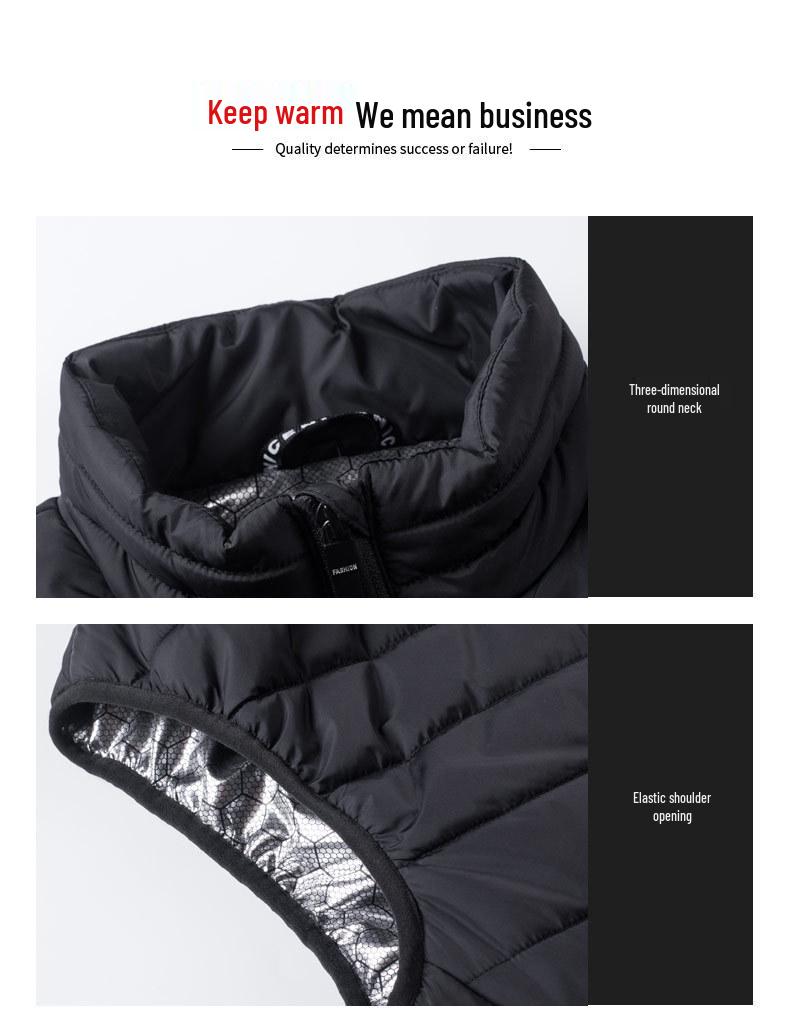 Men's Four-Zone Graphene Heated Vest with Stand-up Collar and USB Smart Temperature Control