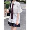 White Short Sleeved Shirts for Women Japanese College Style Versatile Loose Shirt with Tie Summer Single Breasted Blouse