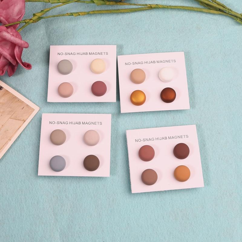 4x Safe Hijab Brooch Strong Metal Magnet Hijab Clip Luxury Accessory No Hole Pins Brooches For Muslim Scarf Party Decor