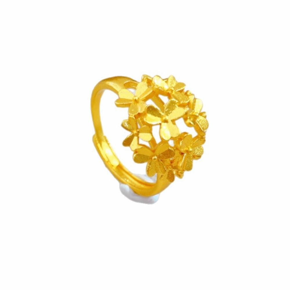 Gold Plated Floral Adjustable Ring Copper Gold Jewelry Accessories Peony Rhinestone Rings  Wedding