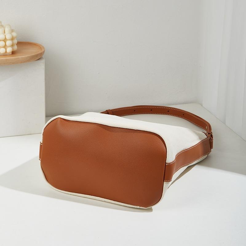 Trendy new women's bag casual canvas splicing pitot bag simple contrasting color underarm bun mother shoulder bag