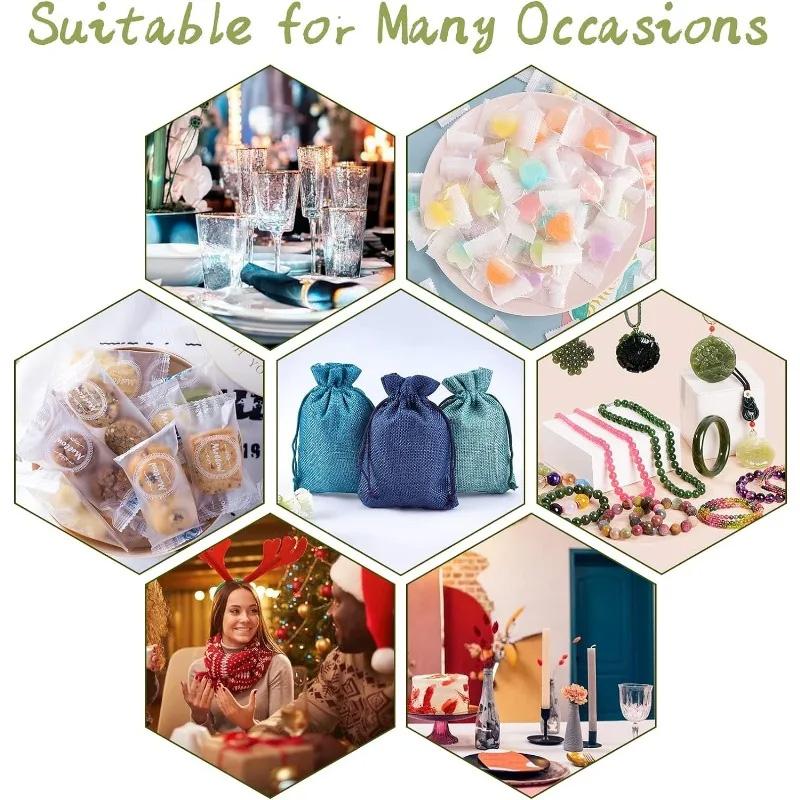 1 Stück Aufbewahrungsbeutel 7x9/10x14/13x18cm Leinen Jute Geschenkverpackungsbeutel Sackleinen Geschenk Bunte Kordelzugbeutel