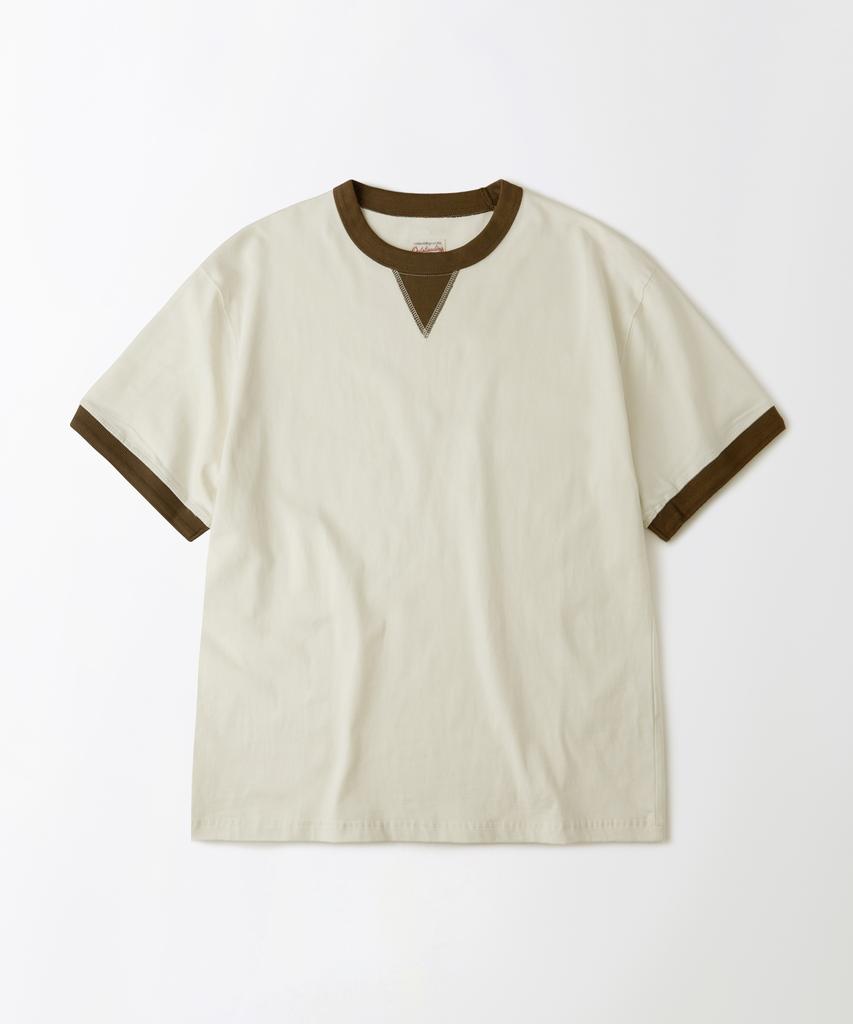 OUTSTANDING Ringer T-Shirt_Off White/Brown