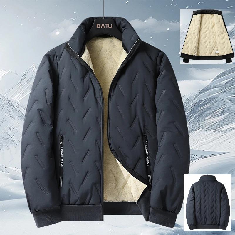 Men's Winter Thickened Fleece Jackets Windproof Snow Coats Men Outerwear Cropped Woolen Parka Coat Warm Bomber Overcoat