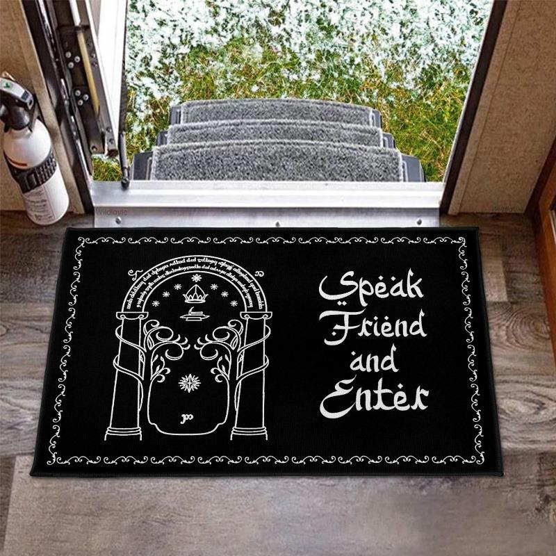 Lodestar Unisex Halloween Themed Lord Of The Rings Doormat With 'Speak Friend And Enter' Quote - Soft Non-Slip Rug For Home & Rv Patio Decor