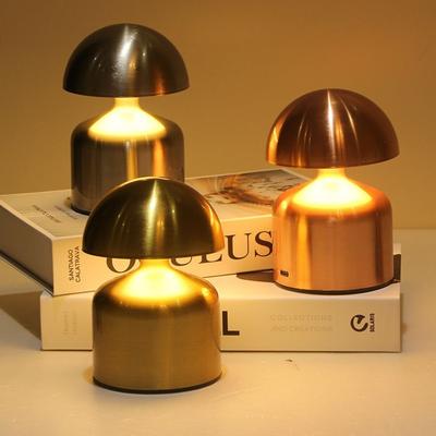 Lampe de Table Métal Abat-jour Forme Champignon Rechargeable par USB Lampe de Lecture Chevet Utilisation Chambre d'Hôtel
