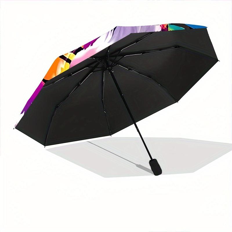 Cute Colorful Tiger Automatic Folding Umbrella - 3 Folding Design, Vivid Cartoon Pattern, Suitable for Outdoor Activities, A Gift for Fans In All Seas