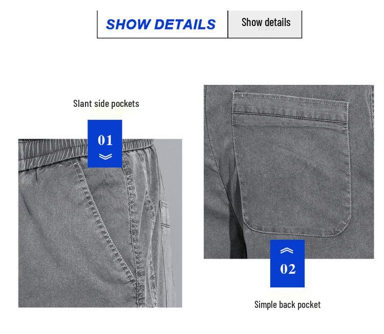 Men's Summer Tencel Jeans: Lightweight, Loose-Fit Straight-Leg Drawstring Sports Shorts, Trendy Workwear Casual Nine-Point Pants