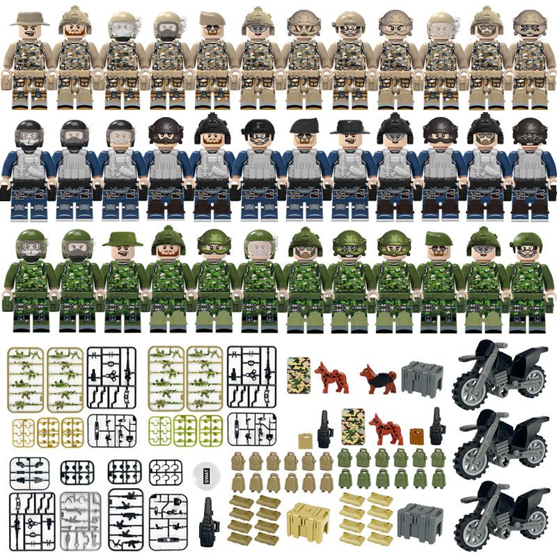 MOC Military Weapons Building Accessories Set with 12pcs Special Forces Camouflage Clothing Mini Figures Army Blocks Toys