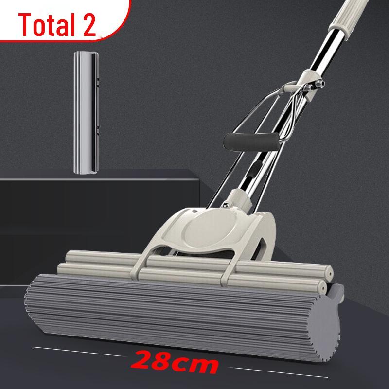 38cm Dual-Use Sponge Mop: Wet/Dry, Wash-Free, Easy Hand Operation